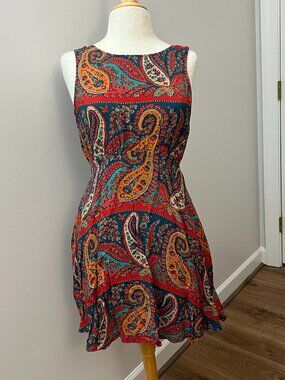 Vintage Free People Paisley Fall Swing Dress Sz 4